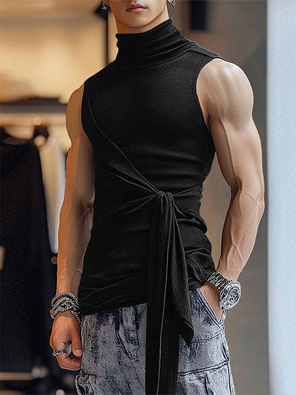 Mens Knit Twist Design Turtleneck Tank SKUK85402