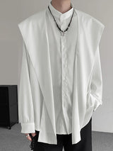 Mens Shawl Solid Color Long-Sleeve Shirt SKUK82214