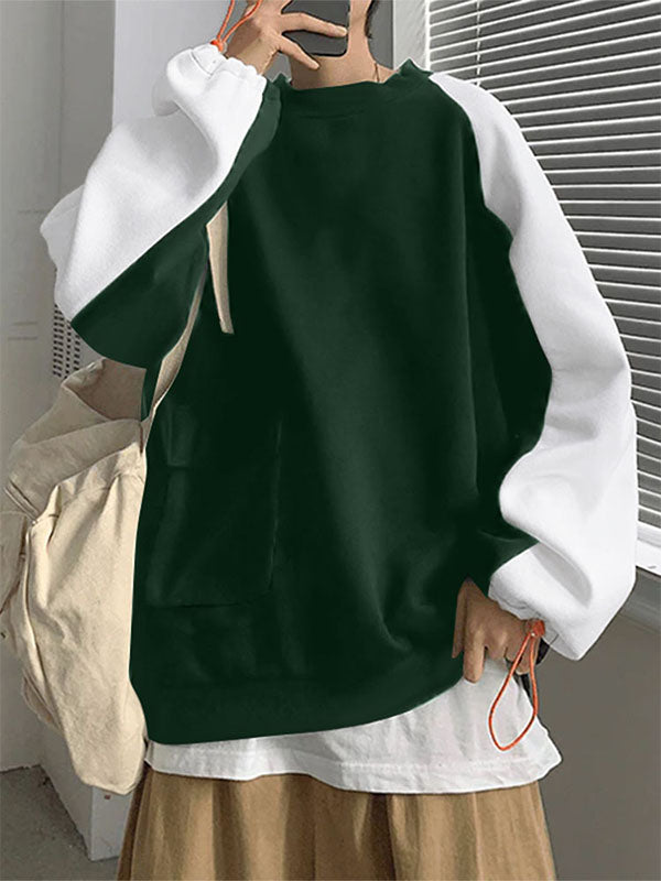 Mens 3D Pocket Patchwork Long Sleeve Hoodie SKUK77000