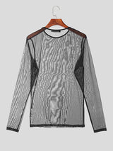 Mens Mesh See Through Long Sleeve T-Shirt SKUK45284