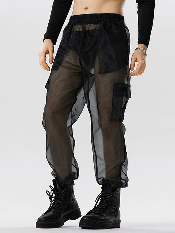 Mens Mesh See Through Chain Cargo Pants SKUK08434