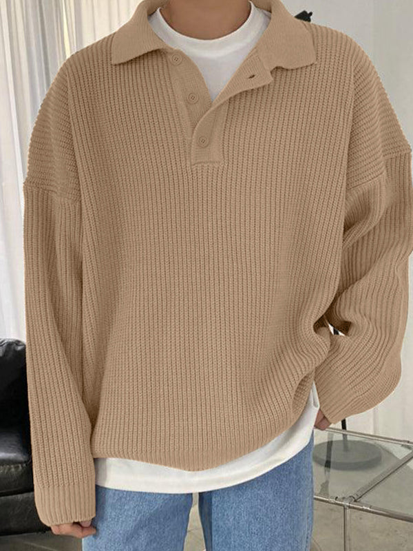 Mens Solid Knit Long Sleeve Golf Shirt SKUK33366