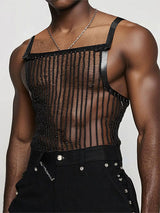 Mens Sexy Sheer Striped Tank SKUK92800