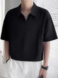Mens Solid Half Zipper Short Sleeve Golf Shirt SKUK58115