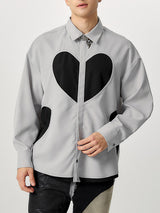 Mens Heart Patchwork Long Sleeve Shirt SKUK80415