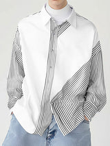 Mens Irregular Stripe Design Long Sleeve Shirt SKUK66888