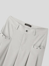 Mens Solid Metal Hole Design Casual Pants SKUK21729