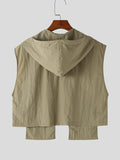 Mens Solid Cargo Pockets Sleeveless Waistcoat SKUK61125
