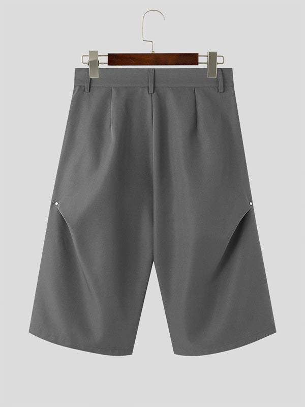 Mens Solid Color Deconstructed Metal-Embellished Short SKUK70382