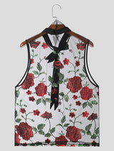 Mens Sexy Rose Embroidery Sheer Sleeveless Tank SKUK67986