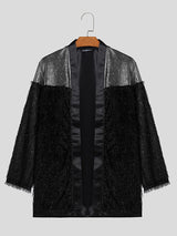 Mens Glitter Fringe Patchwork Long Sleeve Kimono SKUK46916