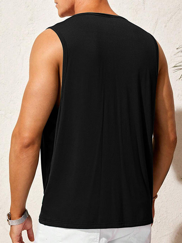 Mens Solid Cowl Neck Sleeveless Vest SKUK54969