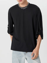 Mens Solid Crew Neck Rib-Knit T-Shirt SKUK39270