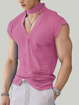 Mens Solid Textured Casual Sleeveless T-Shirt SKUK52067