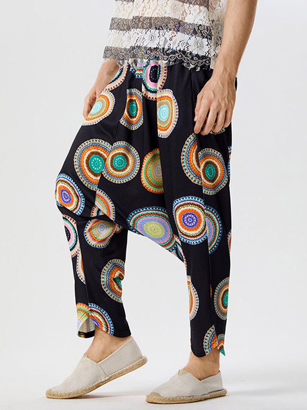 Mens Ethnic Print Drop Crotch Harem Pants SKUK09782