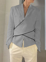 Mens Cross-Design Color-Blocked Long Sleeve Blazer SKUK93612