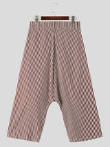 Mens Striped Button Design Drop Crotch Pants SKUK41873