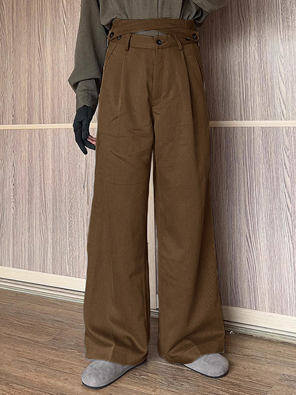 Mens Solid Cross Waist Design Casual Pants SKUK49377