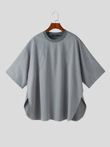 Mens Solid Side Split Crew Neck T-Shirt SKUK32773