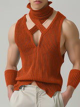 Mens Fashion Ribbed Knit High-Neck Tank SKUK69952