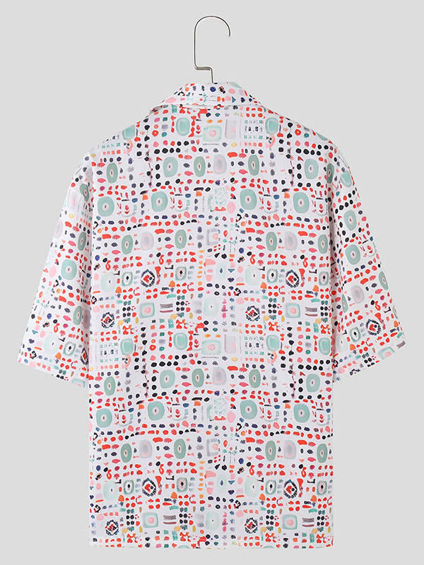 Mens Fashion Dot Print Short Sleeve Shirt SKUK69977