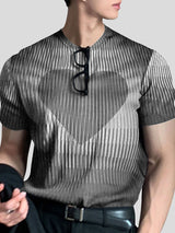 Mens Heart Striped Print Short Sleeve T-Shirt SKUK09540