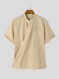 Mens Solid Wrap Front Cotton Shirt SKUK19406
