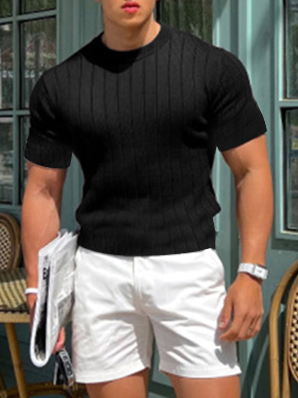 Mens Solid Short Sleeve Knit T-shirt SKUJ91166