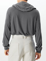 Mens Ruched Knit Long-Sleeve Hooded T-Shirt SKUK79199