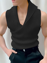 Mens Solid Knit Textured V-Neck Sleeveless Vest SKUK60314