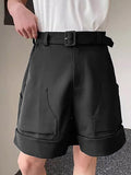Mens Solid High Waist Casual Shorts SKUK55089