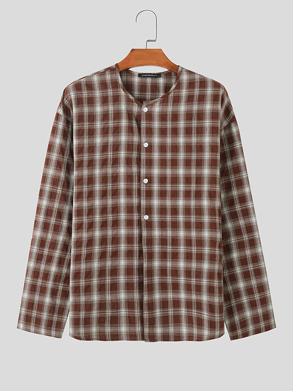 Mens Lightweight Plaid Long-Sleeve Shirt SKUK75367