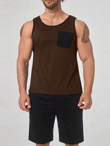 Mens Solid Tank Casual Two Pieces Outfits SKUK51707