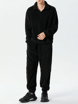 Mens Solid Fleece Casual Two Pieces Outfits SKUK40486