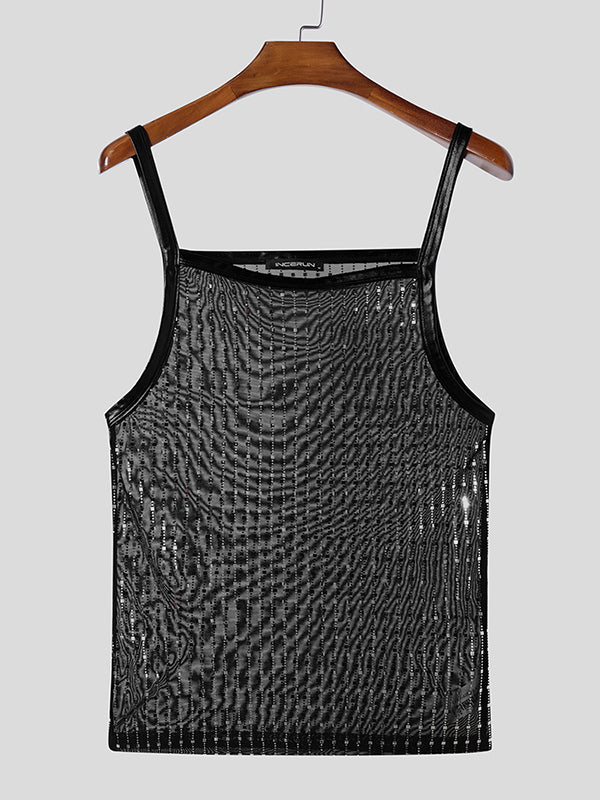 Mens Sexy Sheer Striped Tank SKUK92800