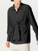 Mens Twisted Design Solid Long Sleeve Shirt SKUK48489