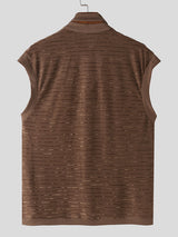 Mens Solid Textured Casual Sleeveless T-Shirt SKUK52067