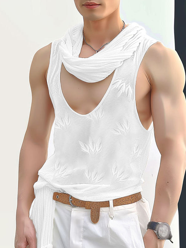 Mens Fashion Lace Dual-Collar U-Neck Tank SKUK64019