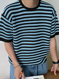 Mens Striped Knit Crew Neck Casual T-Shirt SKUK23159