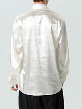 Mens Solid Satin Long Sleeve Shirt SKUK32735