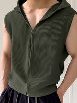 Mens Waffle Knit Zip Front Hooded Waistcoat SKUK48908