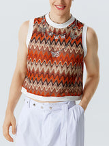 Mens Colorful Wave Striped Knit Crop Top SKUK10280