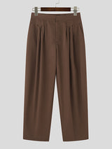 Mens Solid Color Pleated Casual Pants SKUK51168