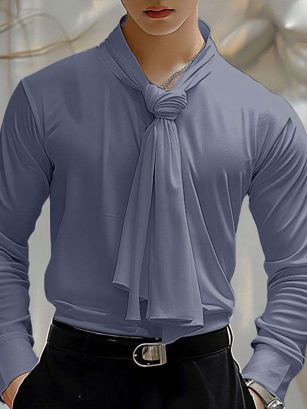 Mens Solid Color Knot Long-Sleeve T-Shirt SKUK76940