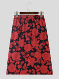 Mens Floral Print Pleated Button Design Skirt SKUK41920