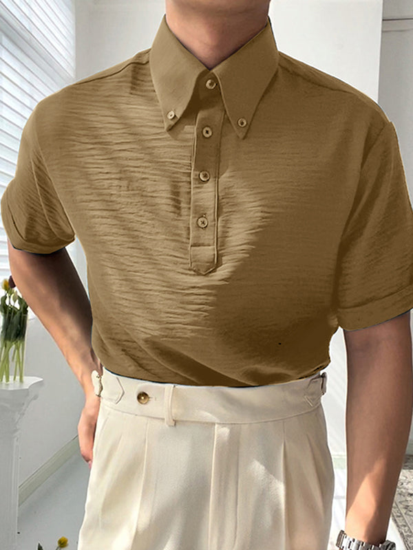 Mens Seersucker Button Down Collar Golf Shirt SKUK05202