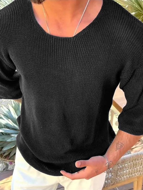 Mens Solid Knit Half Sleeve T-Shirt SKUK22767