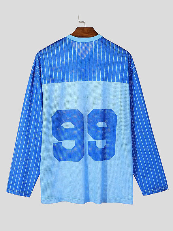 Mens Hollow-Out Mesh Sheer Long-Sleeve T-Shirt SKUK90601