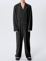 Mens Textured Striped Long Sleeve Jumpsuit SKUK74991