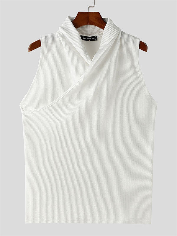 Mens Solid Textured Casual Sleeveless Vest SKUK60800